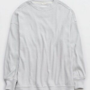 Aerie Women’s Oversized Getaway  Waffle Sweatshirt Color Soft Muslin Sz S